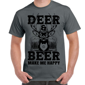 Rebel Hunters Deer & Beer Makes Me Happy T-Shirt