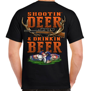 Rebel Hunters Shootin Deer & Drinkin Beer T-Shirt